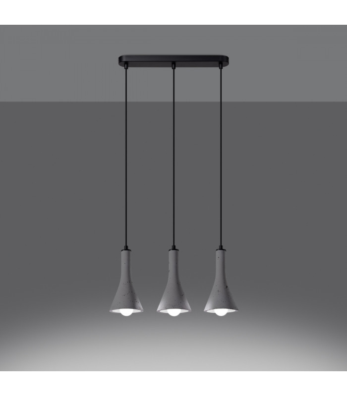 Rea Modern Bar Pendant Ceiling Light Concrete 3x E14-3