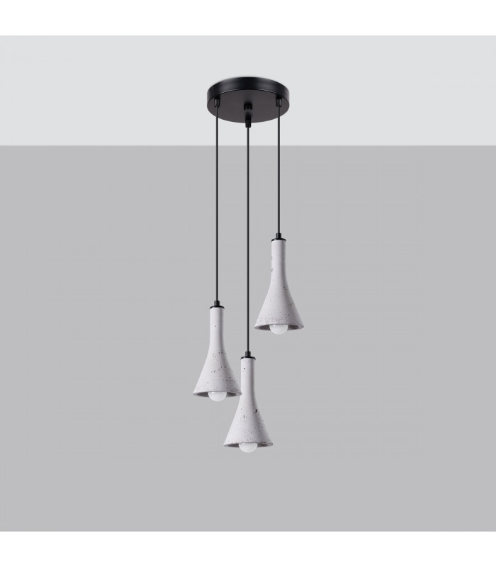 Rea Modern Cluster Pendant Ceiling Light Concrete 3x E14-2