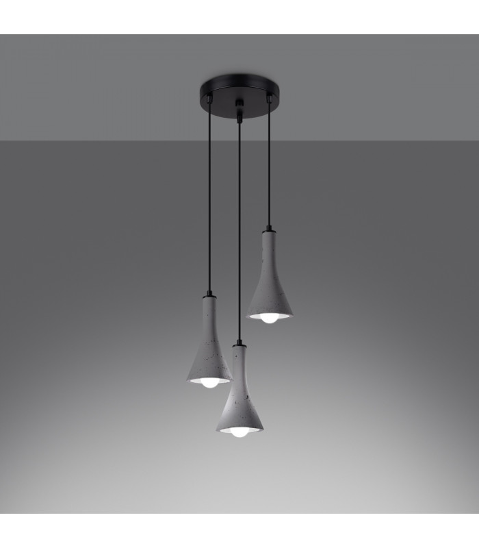 Rea Modern Cluster Pendant Ceiling Light Concrete 3x E14-3