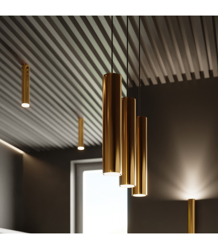 Lagos Modern Bar Pendant Ceiling Light Polished Gold 2x GU10-7