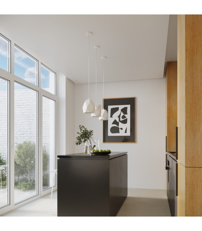 Gobi Modern Slim Pendant Ceiling Light White 1x E27-8