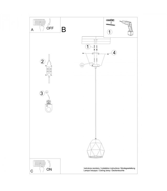 Mint Modern Slim Pendant Ceiling Light White 1x E27-6