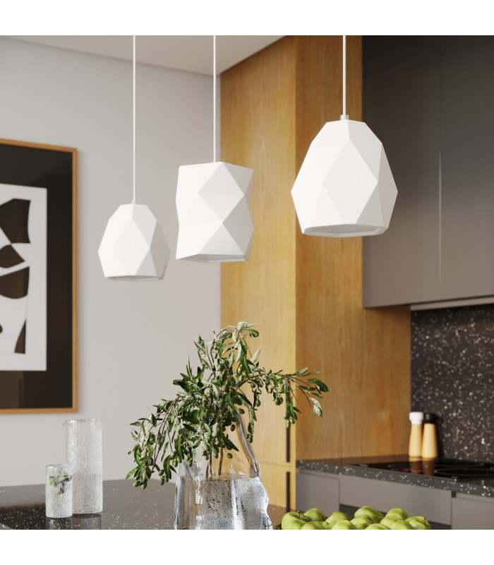Mint Modern Slim Pendant Ceiling Light White 1x E27-7