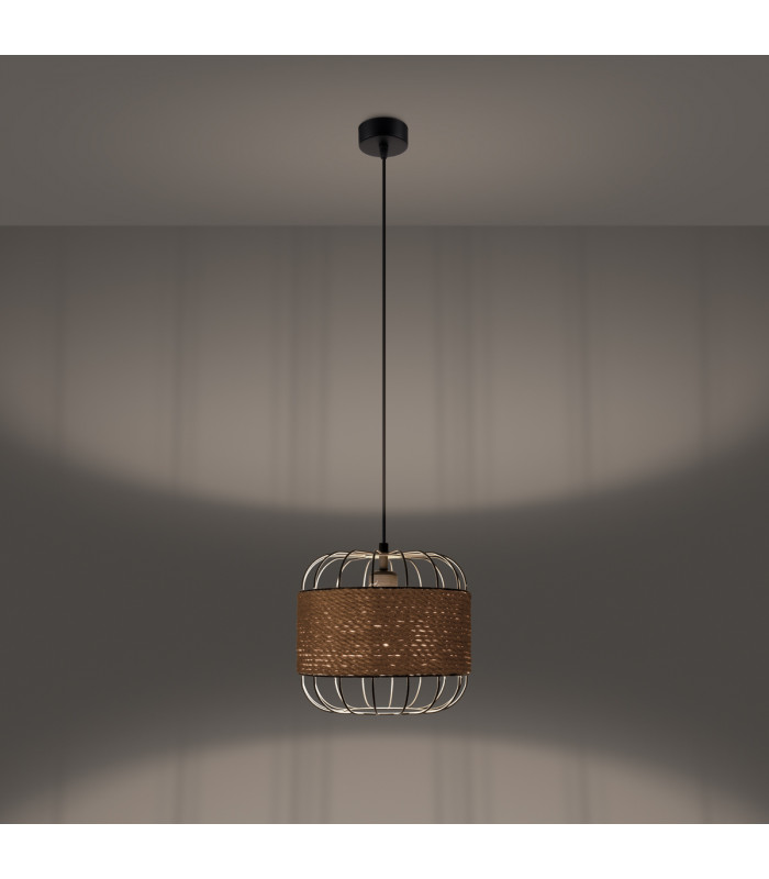 Fost Industrial Wire Frame Pendant Ceiling Light Black 1x E27-3