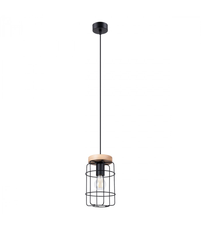 Gotto Industrial Wire Frame Pendant Ceiling Light Black 1x E27-1