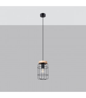 Gotto Industrial Wire Frame Pendant Ceiling Light Black 1x E27-2