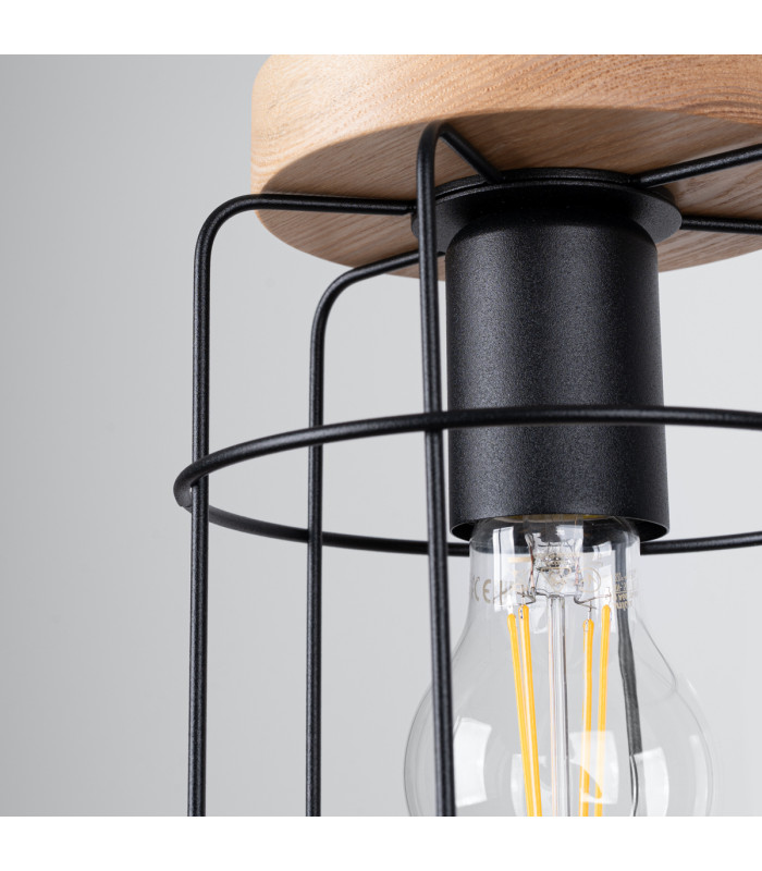 Gotto Industrial Wire Frame Pendant Ceiling Light Black 1x E27-4