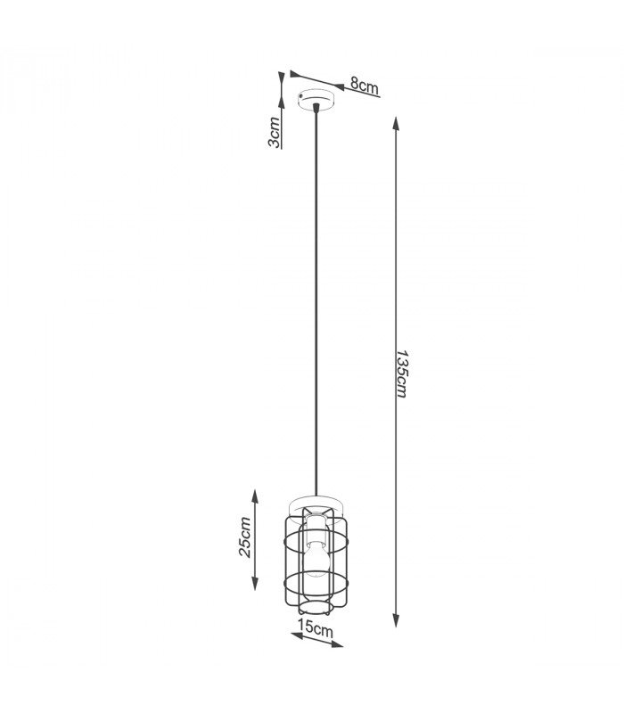 Gotto Industrial Wire Frame Pendant Ceiling Light Black 1x E27-5