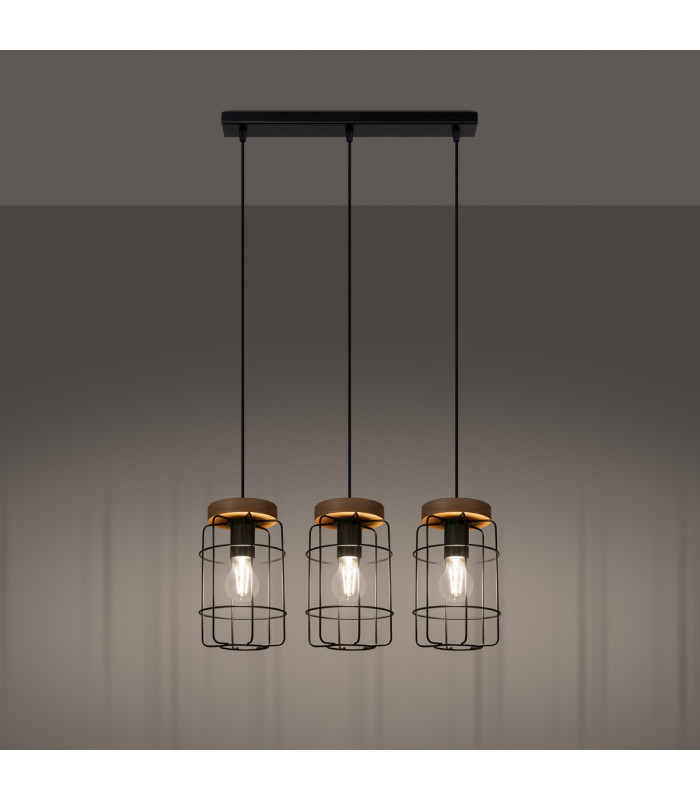 Gotto Industrial Batten Black 3x E27-3