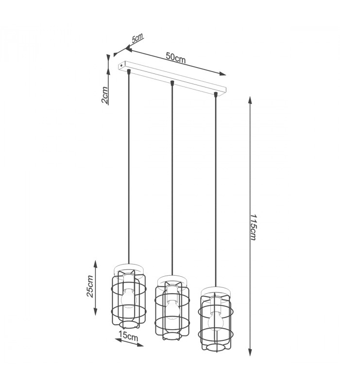 Gotto Industrial Batten Black 3x E27-5