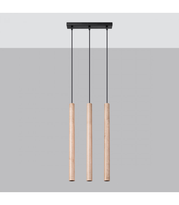 Pastelo Modern Bar Pendant Ceiling Light Wood 3x G9-2