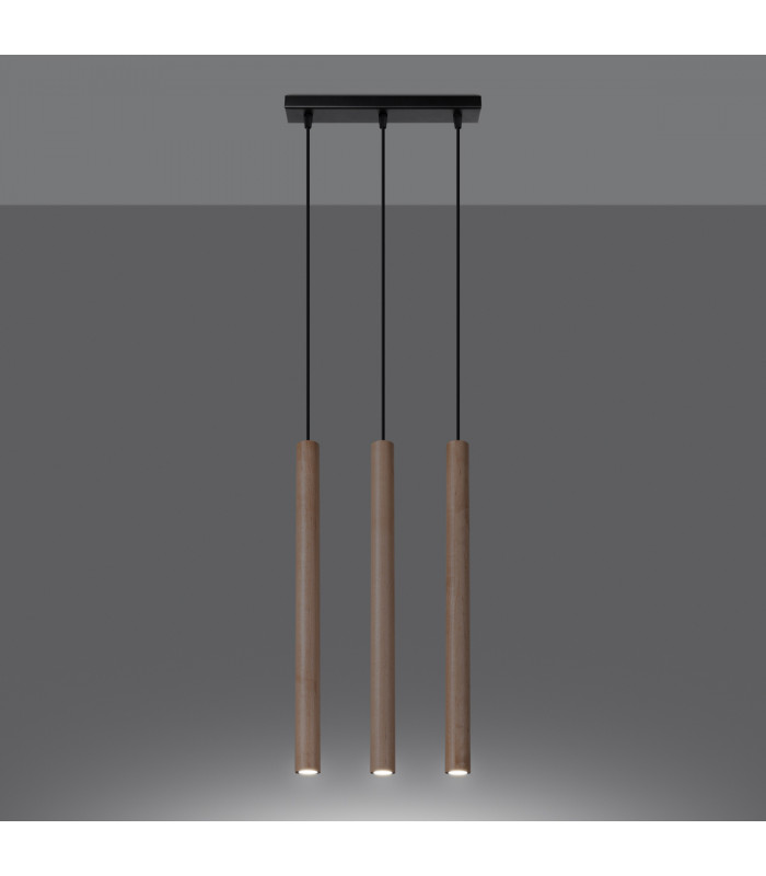Pastelo Modern Bar Pendant Ceiling Light Wood 3x G9-3