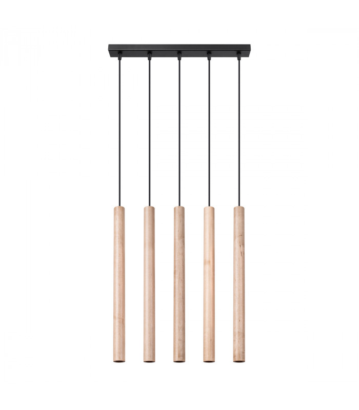 Pastelo Modern Bar Pendant Ceiling Light Wood 5x G9-1