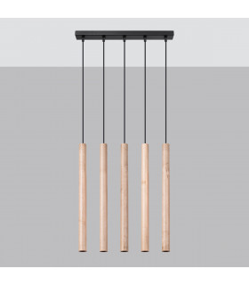 Pastelo Modern Bar Pendant Ceiling Light Wood 5x G9-2