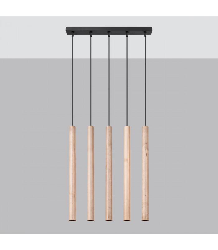 Pastelo Modern Bar Pendant Ceiling Light Wood 5x G9-2
