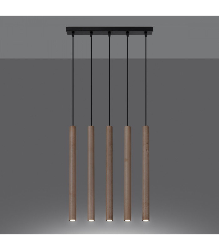 Pastelo Modern Bar Pendant Ceiling Light Wood 5x G9-3