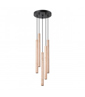 Pastelo Modern Cluster Pendant Ceiling Light Wood 5x G9-1