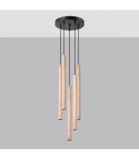 Pastelo Modern Cluster Pendant Ceiling Light Wood 5x G9-2