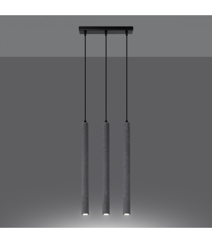 Pastelo Modern Bar Pendant Ceiling Light Concrete 3x G9-3