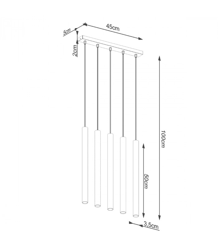 Pastelo Modern Bar Pendant Ceiling Light Concrete 5x G9-5