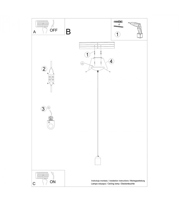 Neso Minimalistic Slim Pendant Ceiling Light Black 1x E27-7