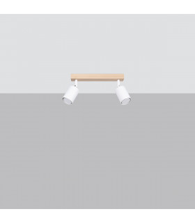 Verdo Modern Twin Ceiling Spotlight Wood White 2x GU10-2