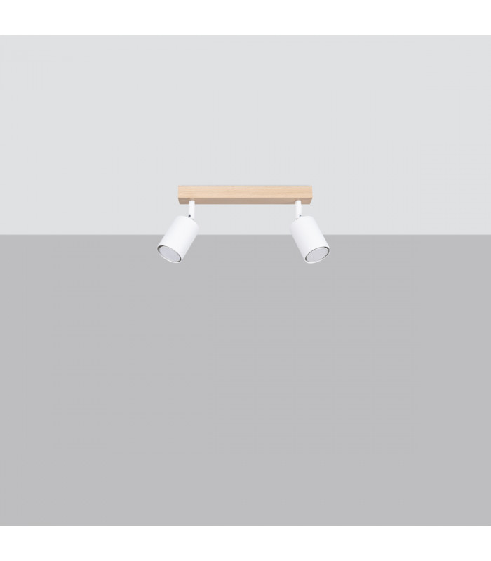 Verdo Modern Twin Ceiling Spotlight Wood White 2x GU10-2