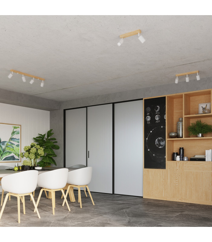 Verdo Modern Ceiling Spotlight Bar Wood White 4x GU10-9