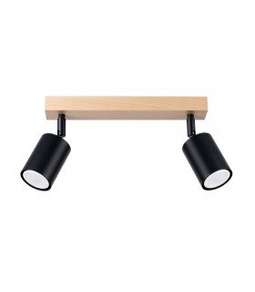 Verdo Modern Twin Ceiling Spotlight Wood Black 2x GU10-1