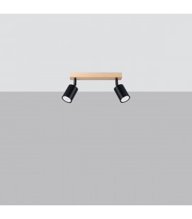 Verdo Modern Twin Ceiling Spotlight Wood Black 2x GU10-2