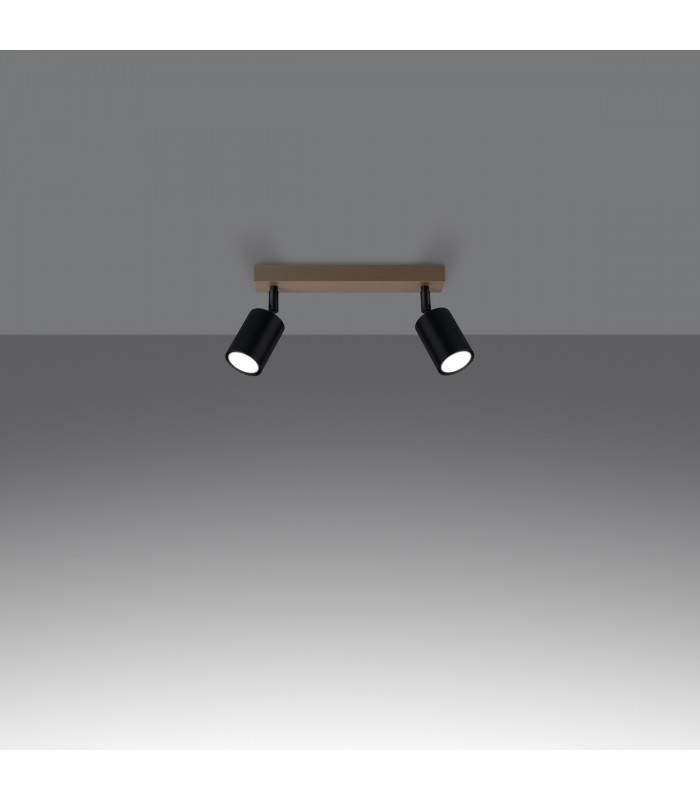 Verdo Modern Twin Ceiling Spotlight Wood Black 2x GU10-3