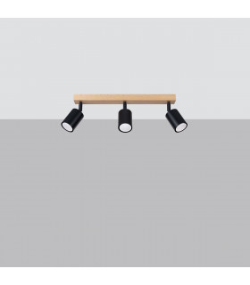 Verdo Modern Ceiling Spotlight Bar Wood Black 3x GU10-2