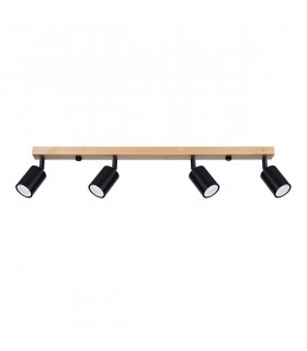 Verdo Modern Ceiling Spotlight Bar Wood Black 4x GU10-1