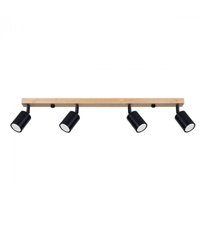 Verdo Modern Ceiling Spotlight Bar Wood Black 4x GU10-1