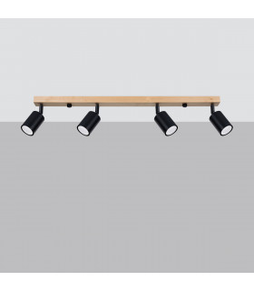 Verdo Modern Ceiling Spotlight Bar Wood Black 4x GU10-2