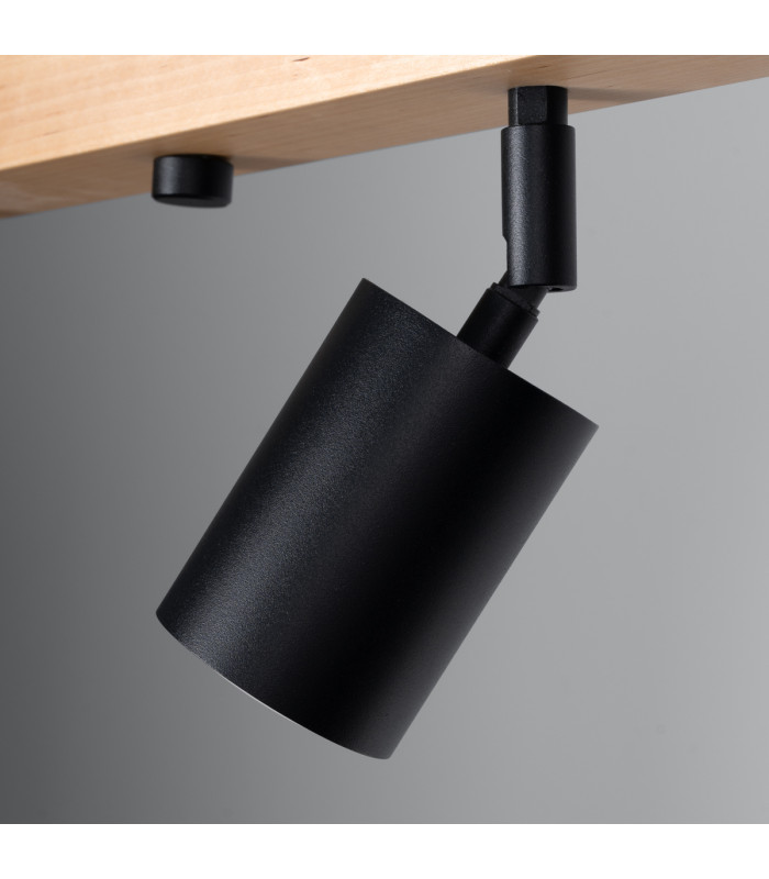 Verdo Modern Ceiling Spotlight Bar Wood Black 4x GU10-4