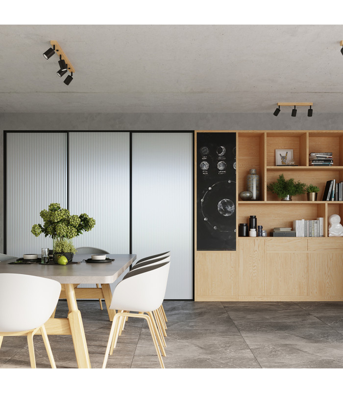 Verdo Modern Ceiling Spotlight Bar Wood Black 4x GU10-8