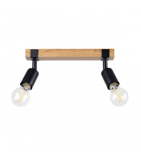 Zuca Modern Twin Ceiling Spotlight Wood Black 2x E27-1