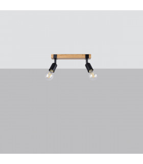 Zuca Modern Twin Ceiling Spotlight Wood Black 2x E27-2