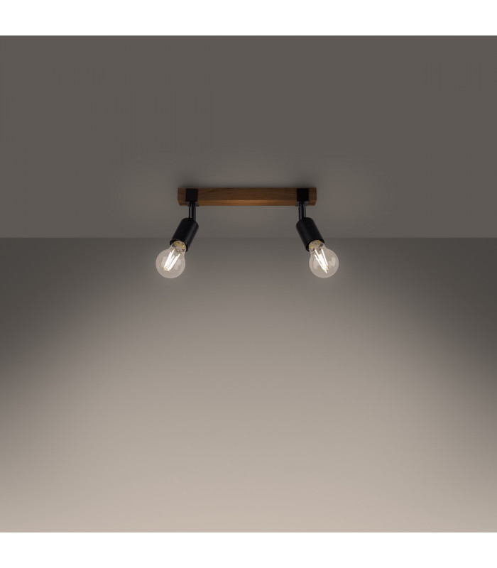Zuca Modern Twin Ceiling Spotlight Wood Black 2x E27-3