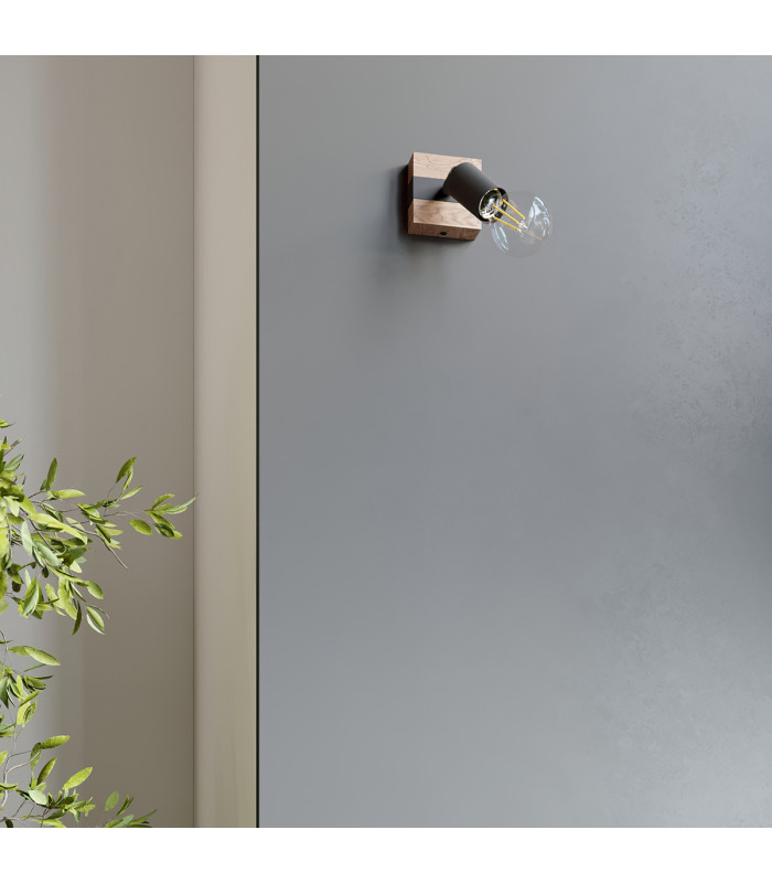Zuca Modern Twin Ceiling Spotlight Wood Black 2x E27-7