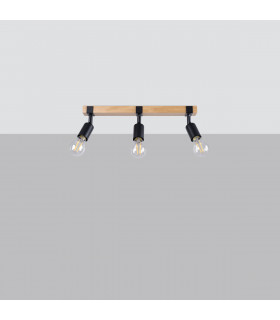 Zuca Modern Ceiling Spotlight Bar Wood Black 3x E27-2