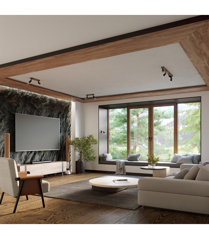 Zuca Modern Ceiling Spotlight Bar Wood Black 3x E27-9