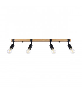 Zuca Modern Ceiling Spotlight Bar Wood Black 4x E27-1