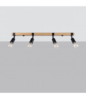 Zuca Modern Ceiling Spotlight Bar Wood Black 4x E27-2