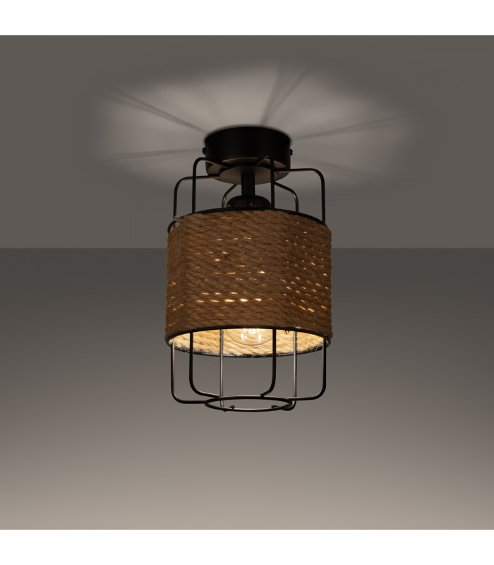Gizur Industrial Semi Flush Ceiling Light Black 1x E27-3