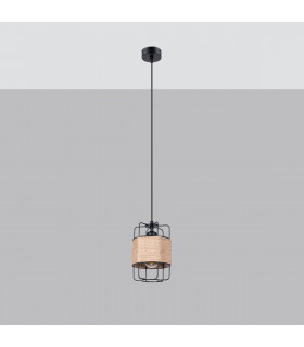 Gizur Industrial Slim Pendant Ceiling Light Wood 1x E27-2