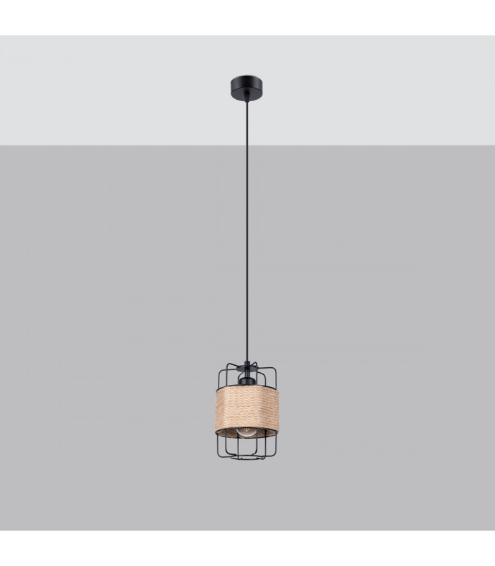Gizur Industrial Slim Pendant Ceiling Light Wood 1x E27-2