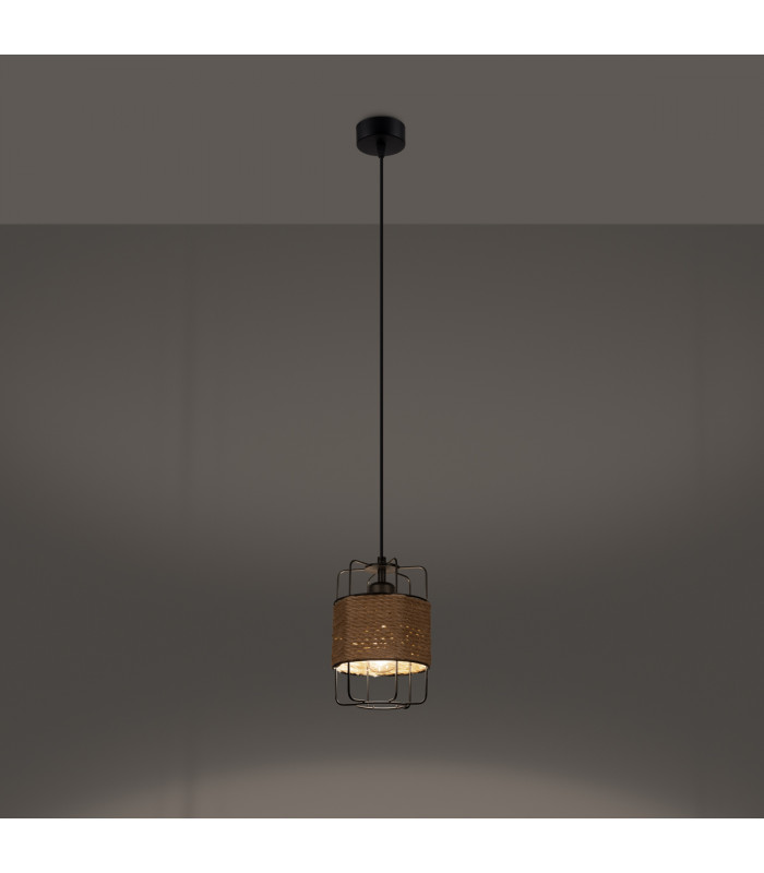 Gizur Industrial Slim Pendant Ceiling Light Wood 1x E27-3