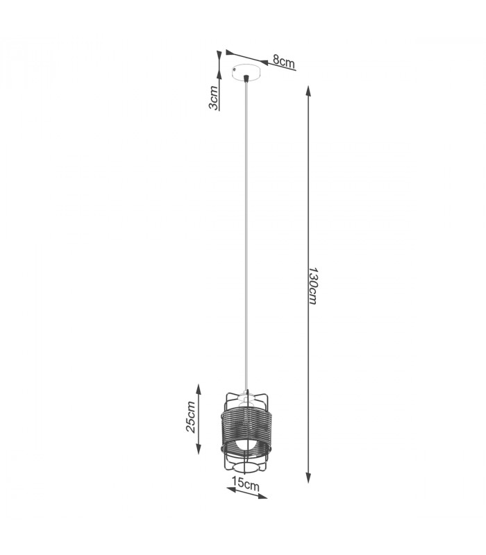 Gizur Industrial Slim Pendant Ceiling Light Wood 1x E27-5